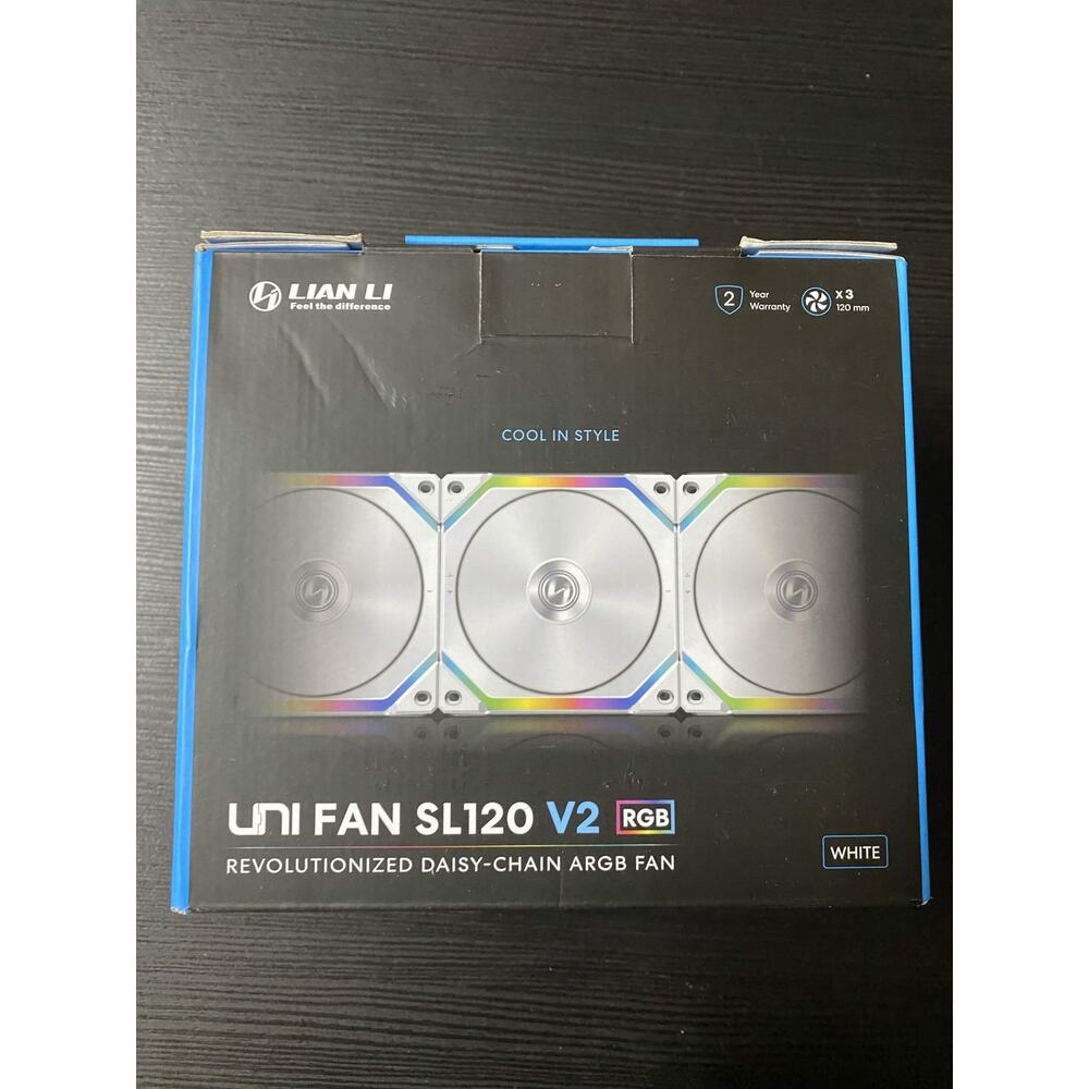 Lian Li UNI FAN SL120 V2 RGB 120mm 28mm Case Fans 3-Pack in White (Sealed)